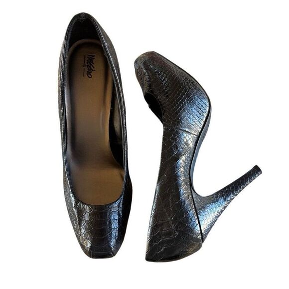 Mossimo Black Faux Animal Skin Stiletto Heels Square Toes Women’s Shoes Size 8 - Picture 4 of 8